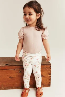 Blommiga leggings med fjärilar