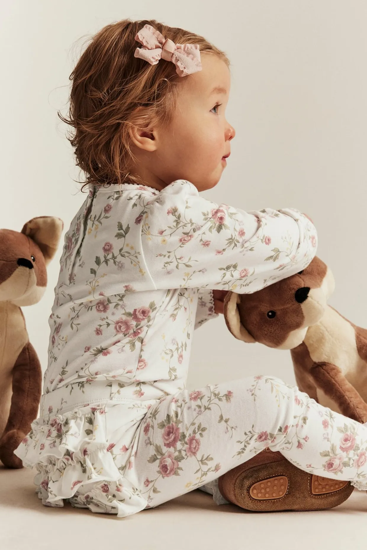 Blommiga leggings med volanger