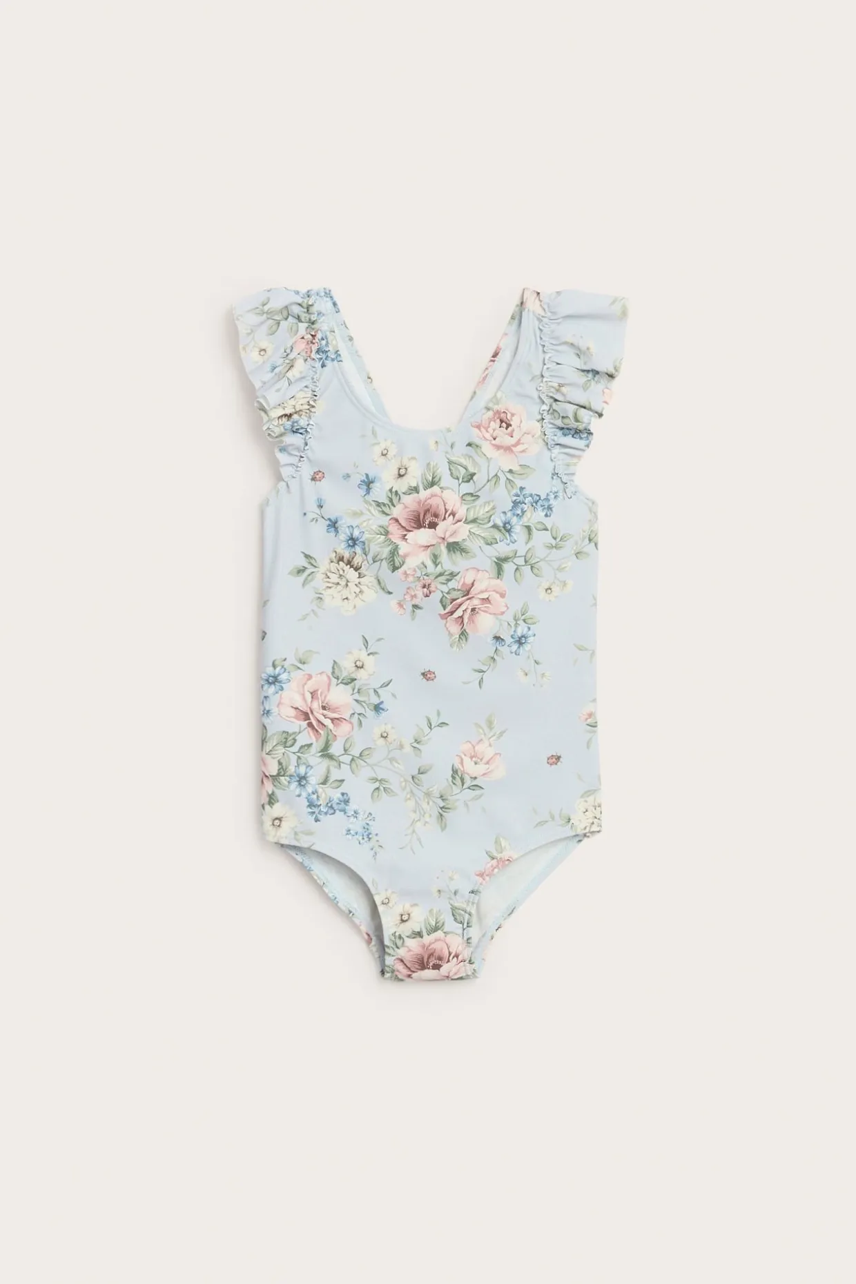 Blommig baddräkt med rosett