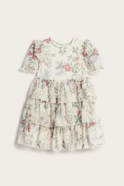 Blommig chiffongklänning