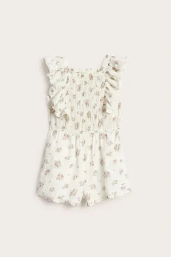Blommig jumpsuit med volanger