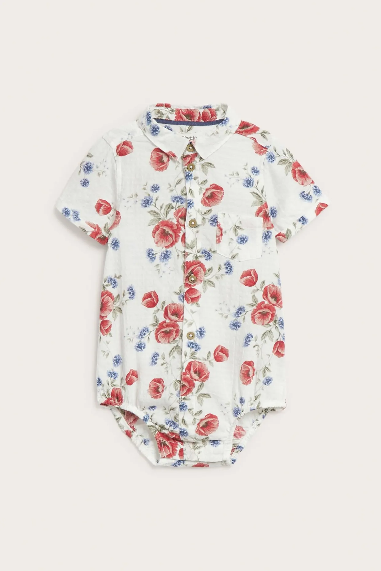 Blommig kortärmad skjortbody