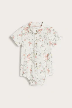 Blommig kortärmad skjortbody