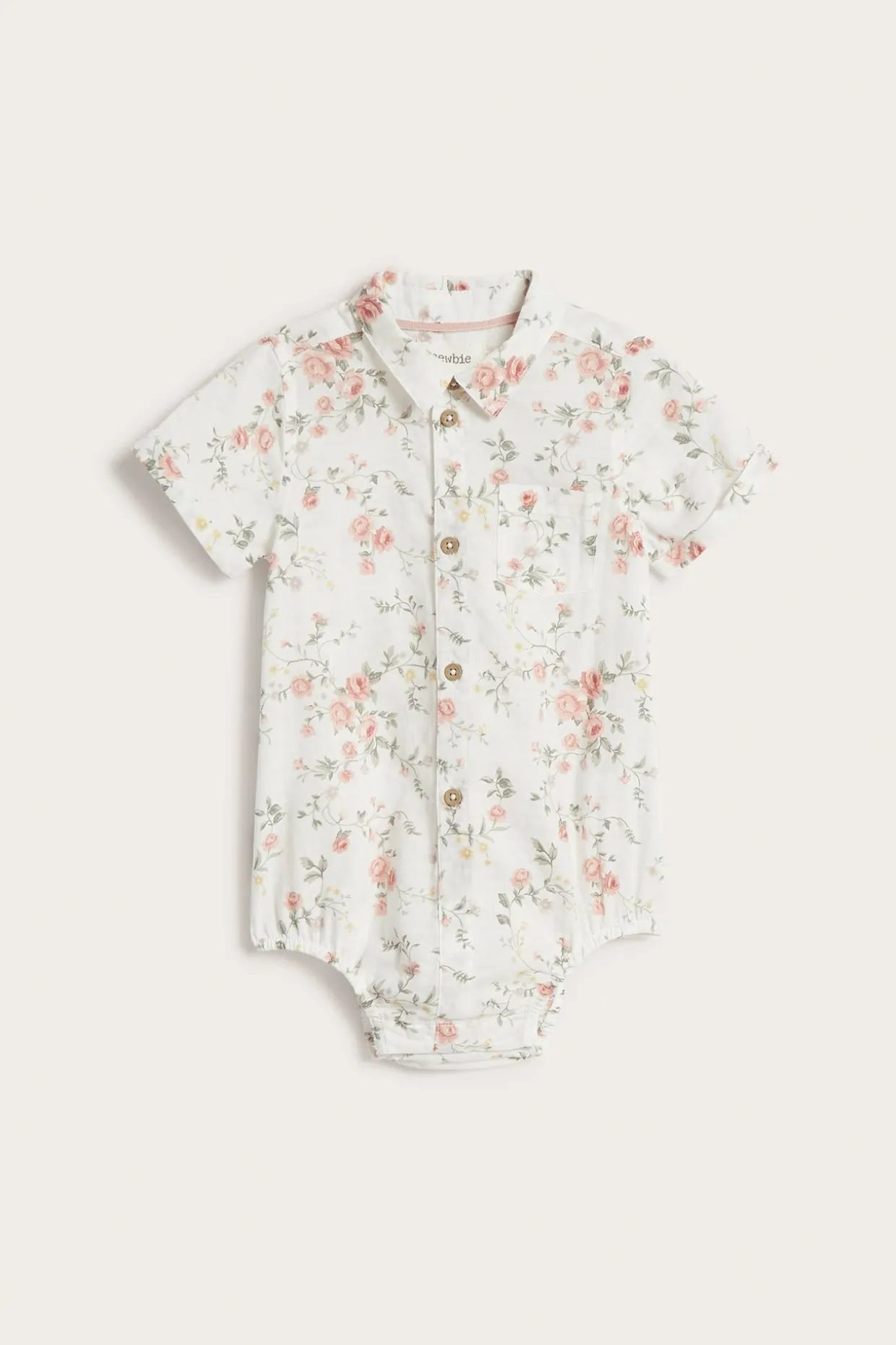 Blommig kortärmad skjortbody