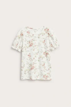 Blommig topp med puffärm