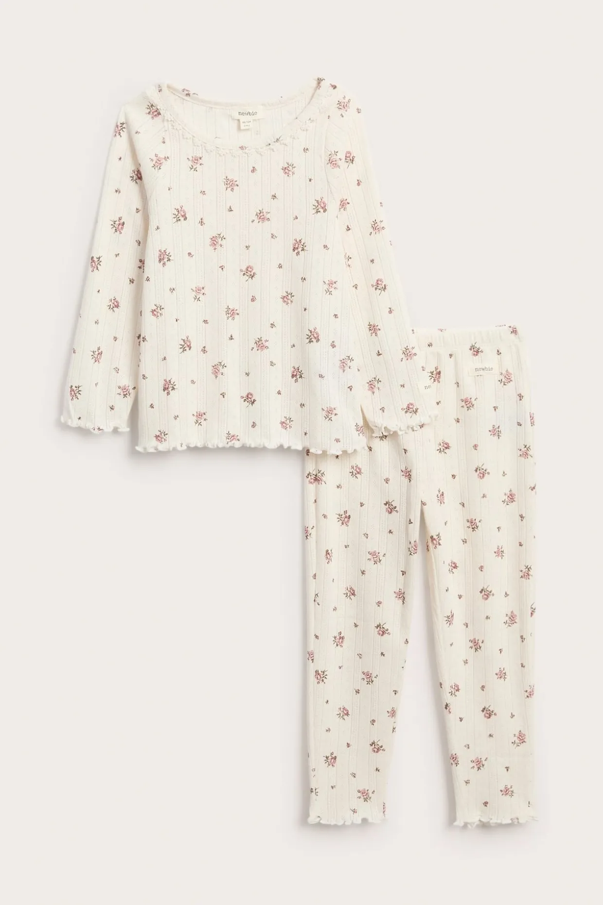 Blommigt pyjamasset i pointelle