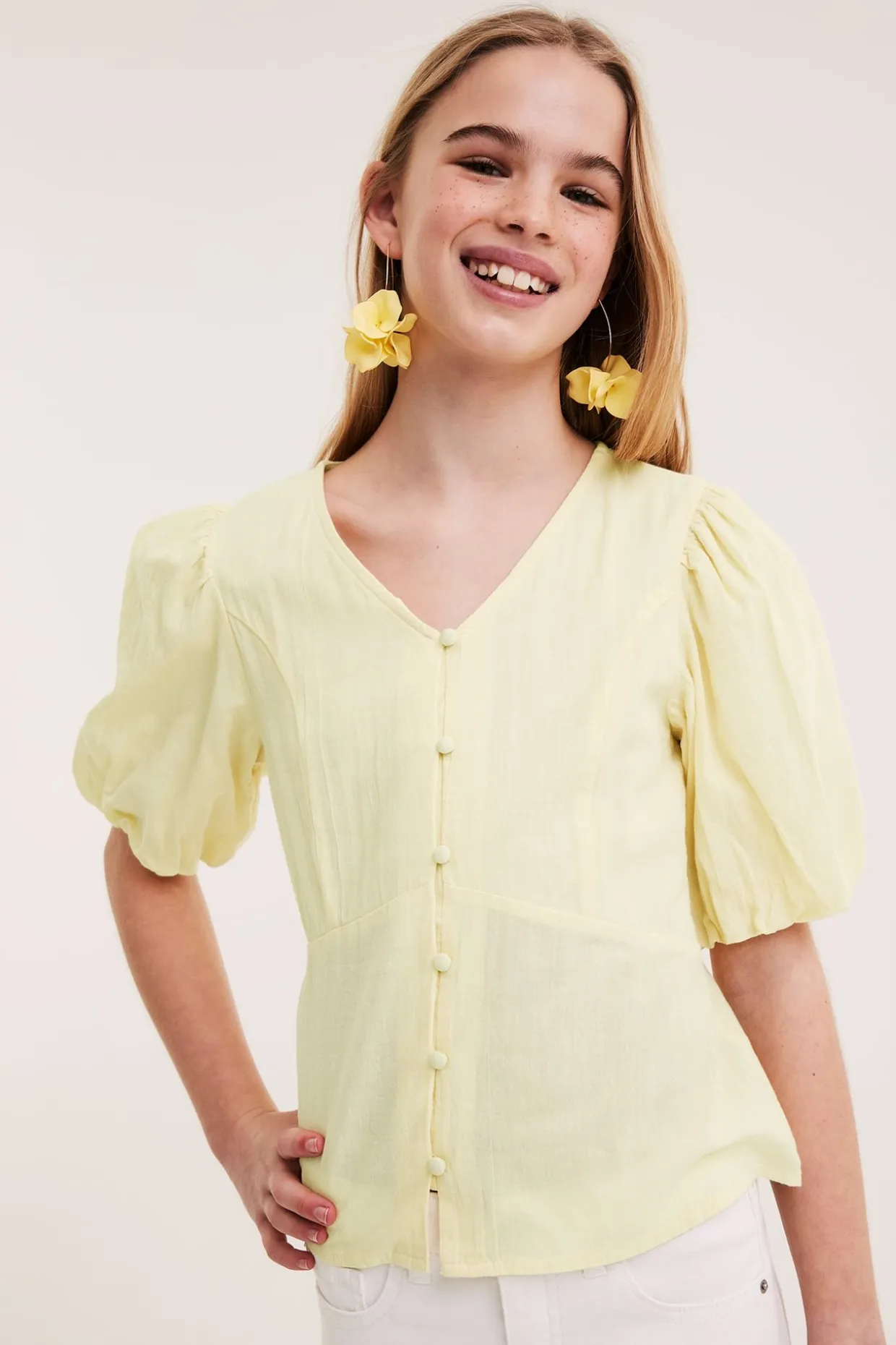 Blus med puffärm