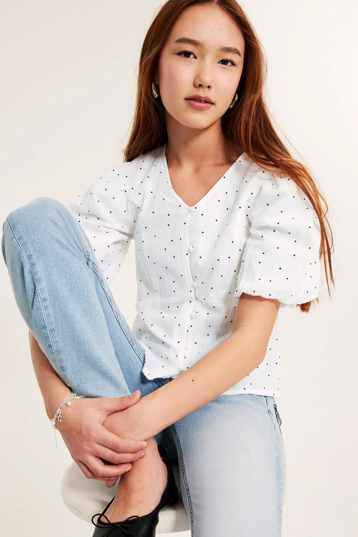 Blus med puffärm