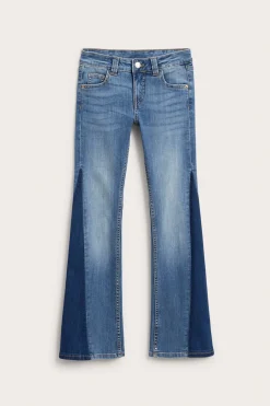 Bootcut jeans low waist med tvåfärgade ben