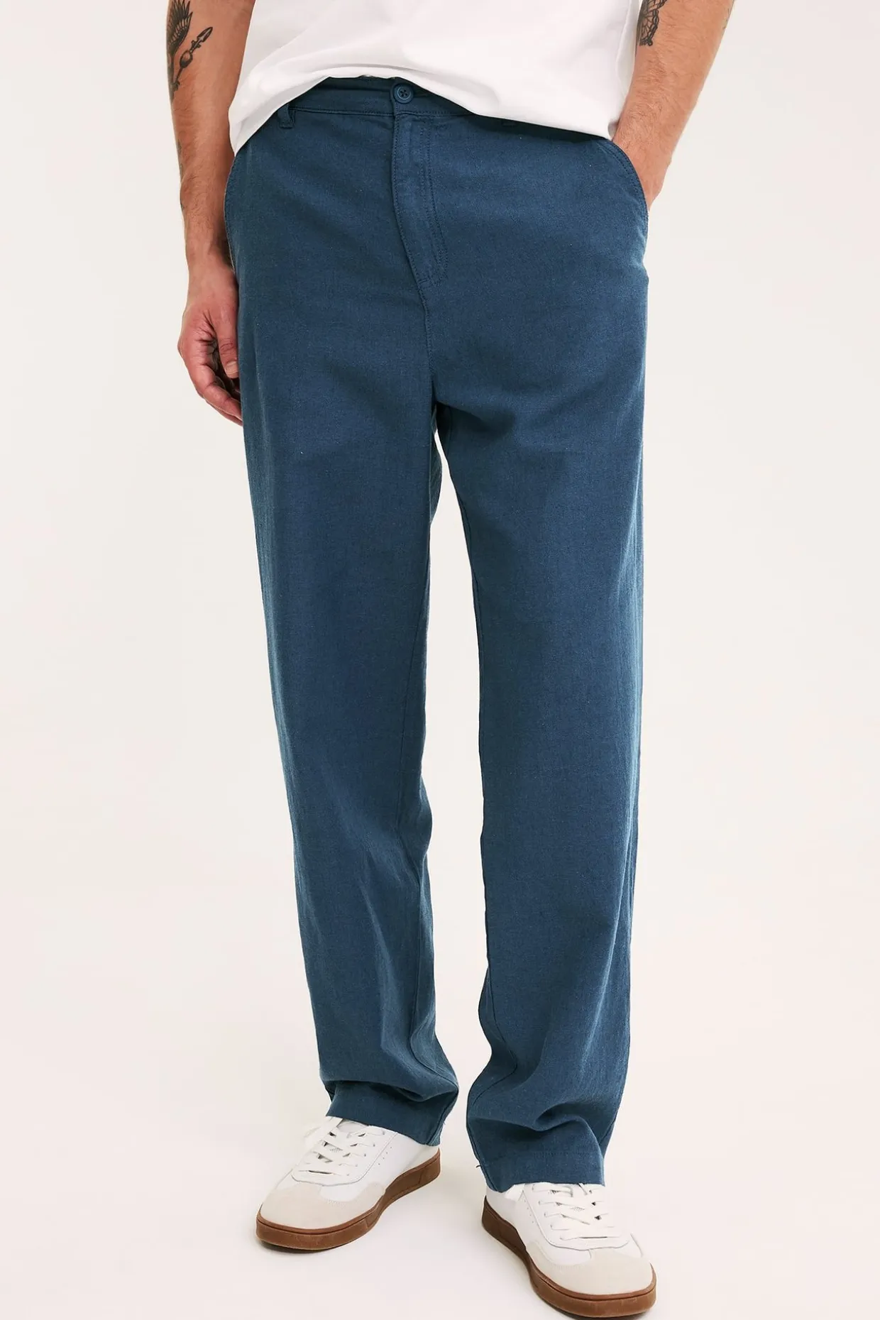 Byxa i linnemix regular fit