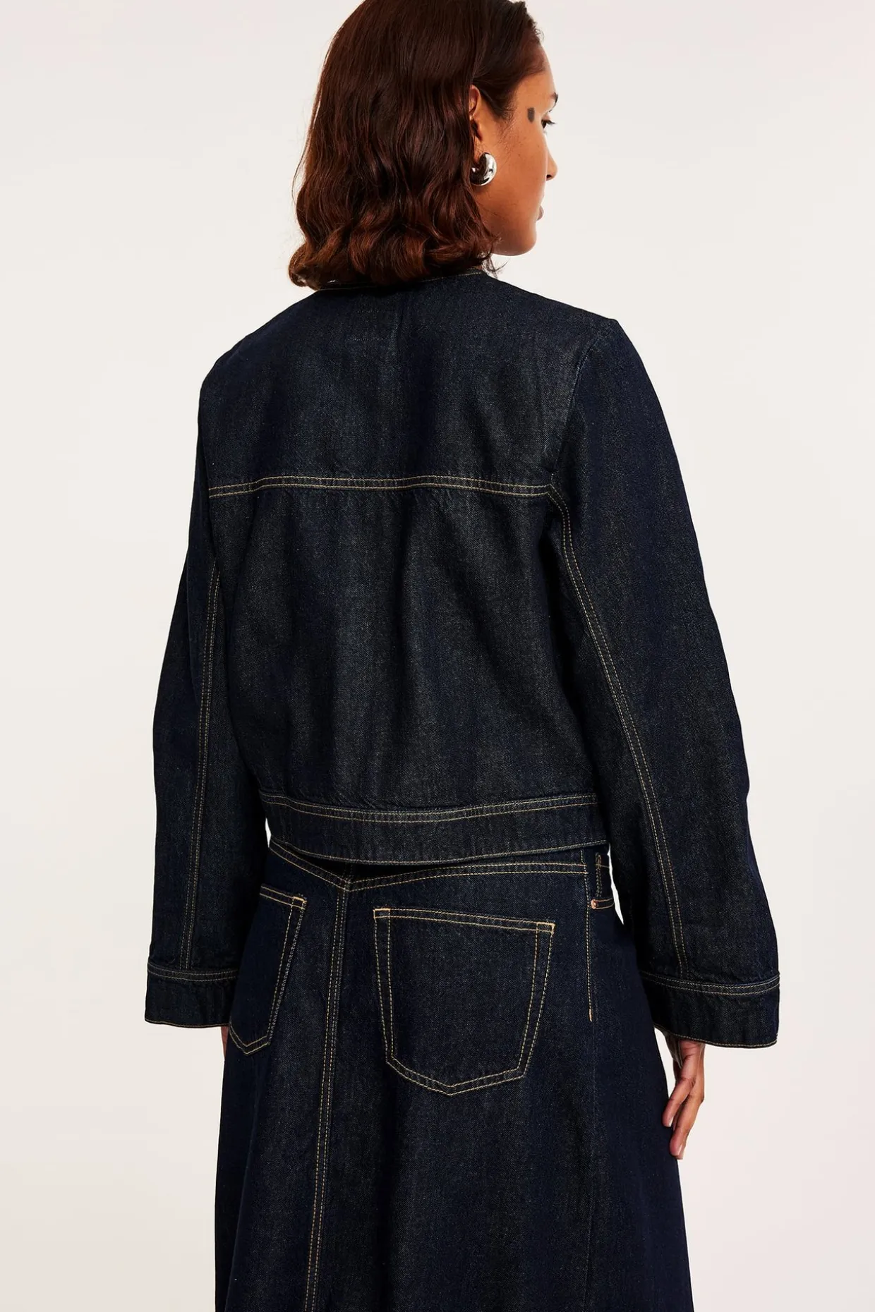 Croppad jeansjacka