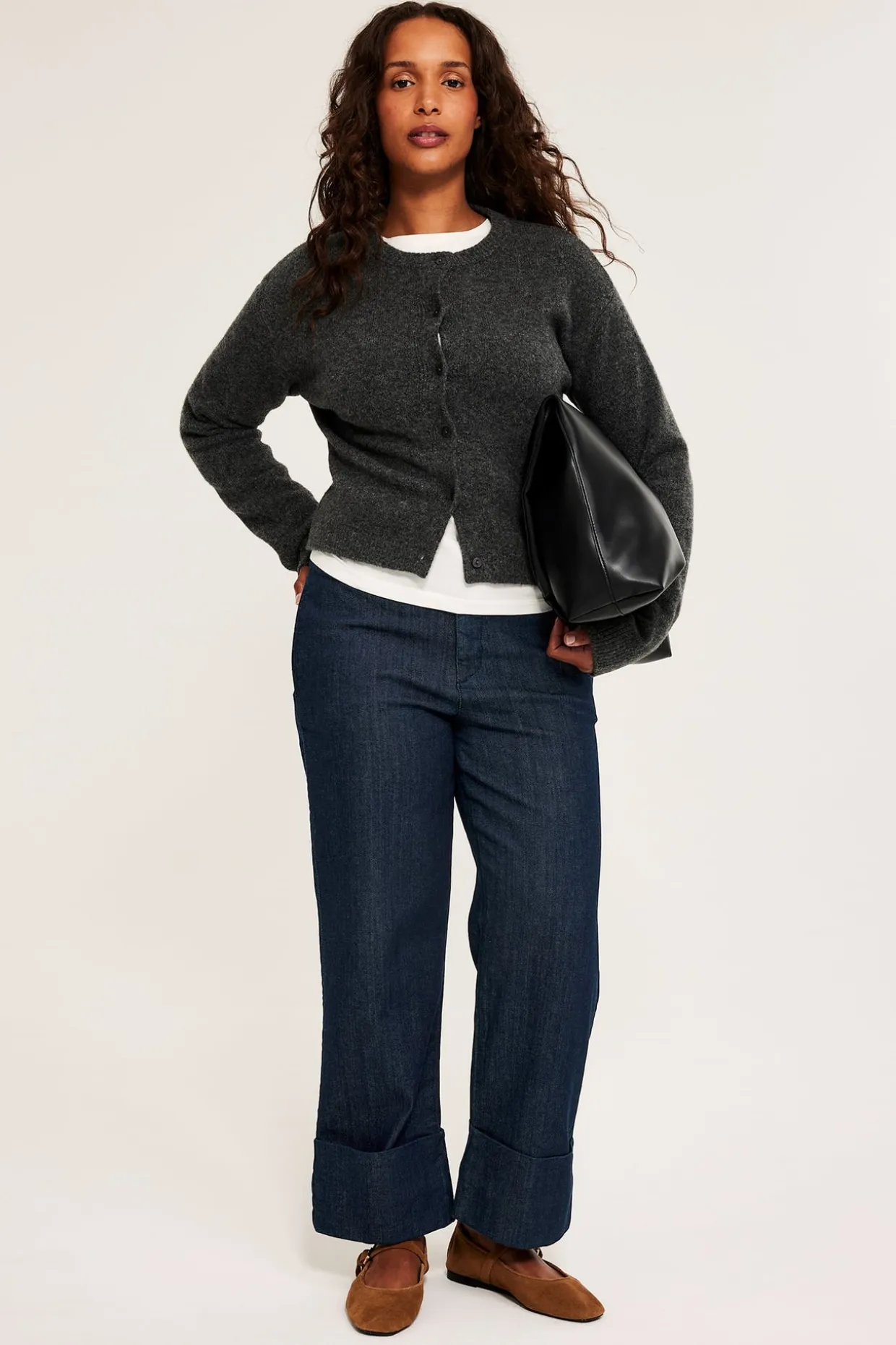 Cropped straight jeans high waist