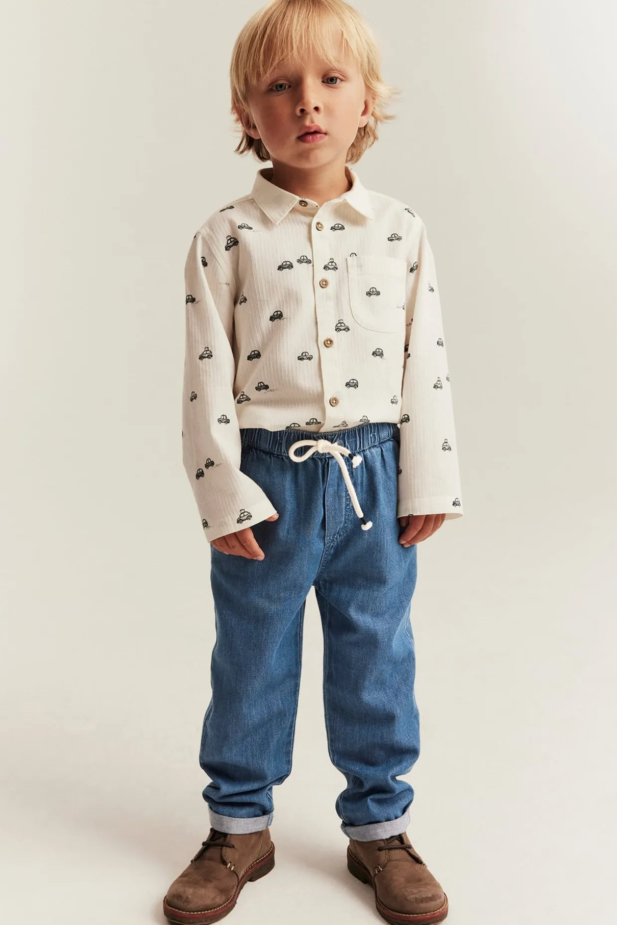 Denimbyxor med dragsko