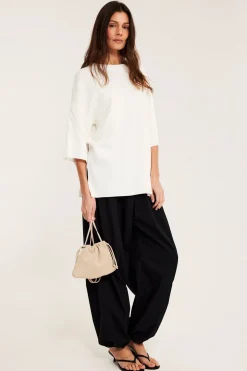 Finstickad tröja med kort ärm