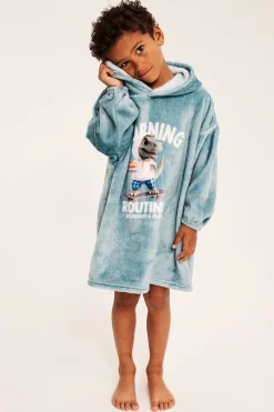 Fleecehoodie med krokodilmotiv
