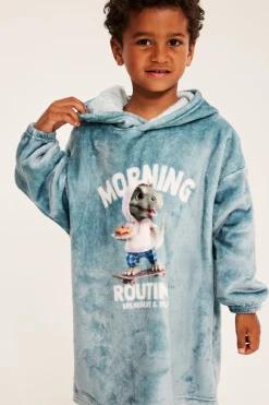 Fleecehoodie med krokodilmotiv