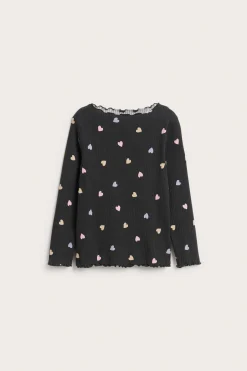 Hjärtmönstrad ribbad topp