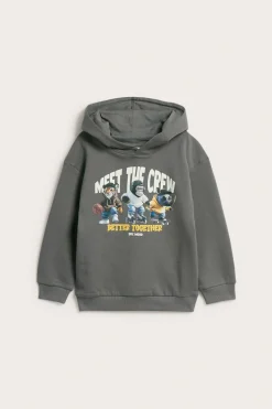 Hoodie i bomullstrikå med djurtryck fram