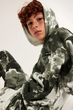 Hoodie med marmortryck