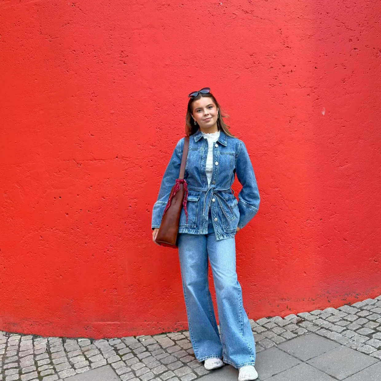 Jeansjacka med bälte