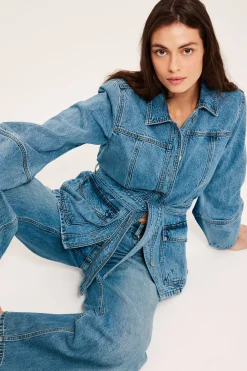 Jeansjacka med bälte