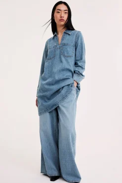 Jeansklänning med fickor
