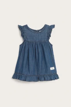Jeansklänning med volang