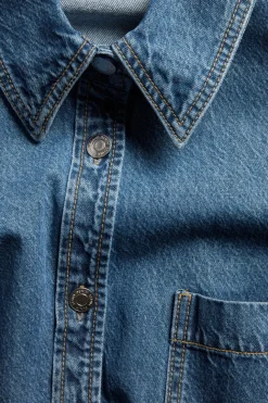 Jeansskjorta med draperade ärmar