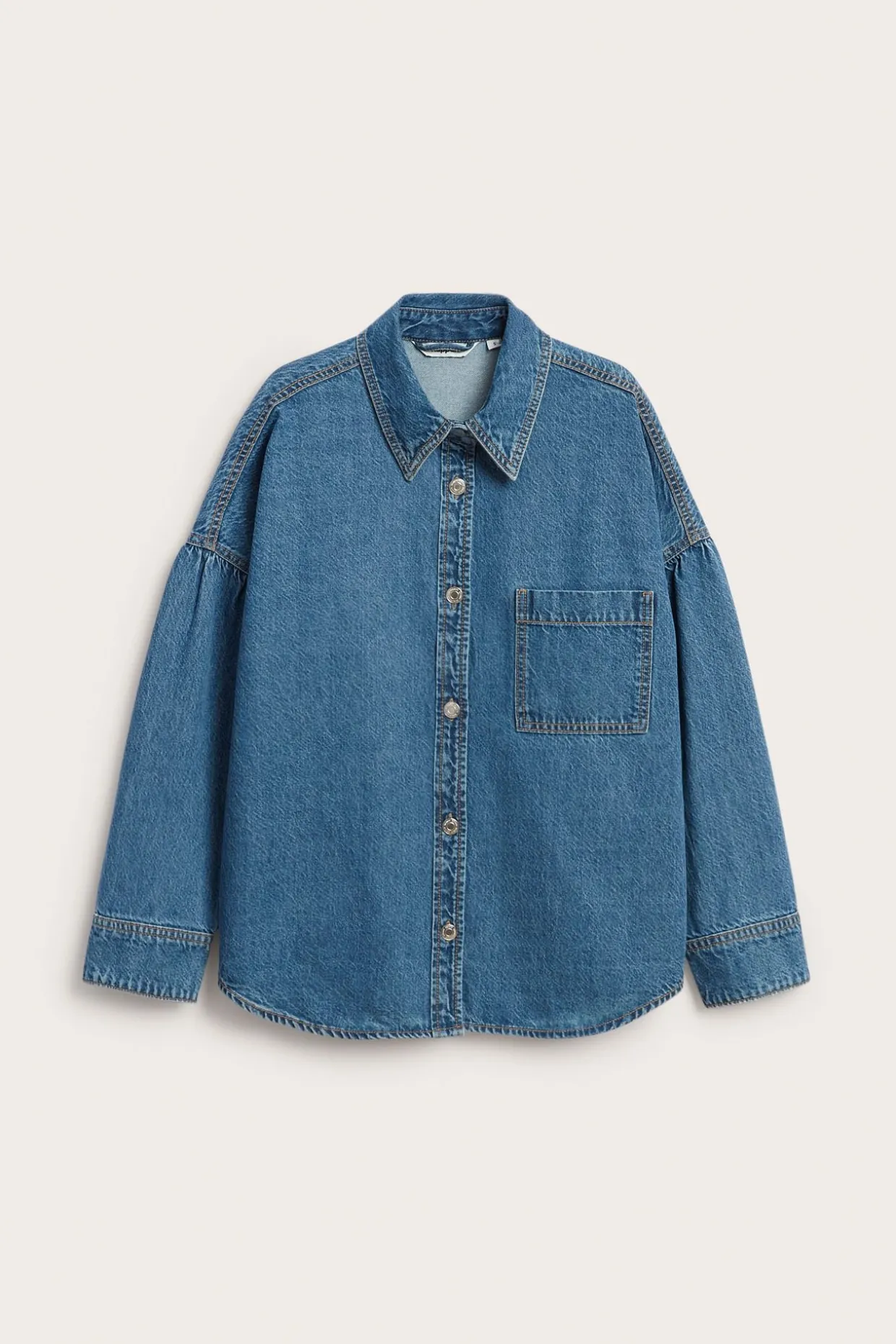 Jeansskjorta med draperade ärmar