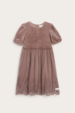 Klänning i velour med meshkjol