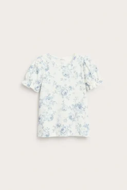 Kortärmad blommig topp