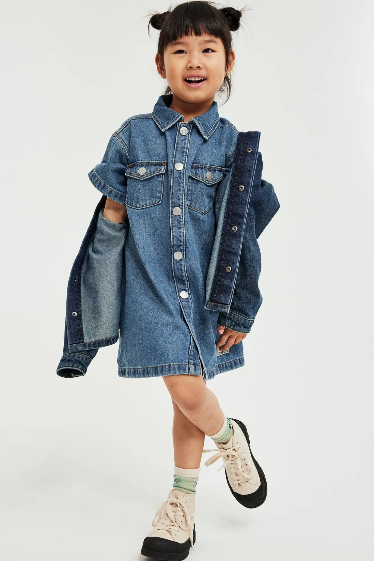 Kortärmad jeansklänning