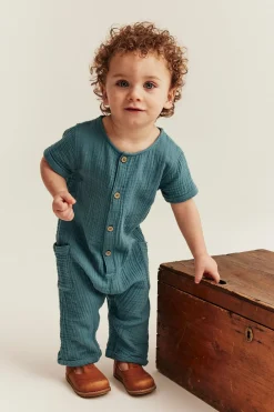 Kortärmad jumpsuit i muslin