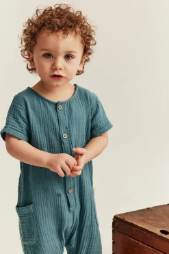 Kortärmad jumpsuit i muslin