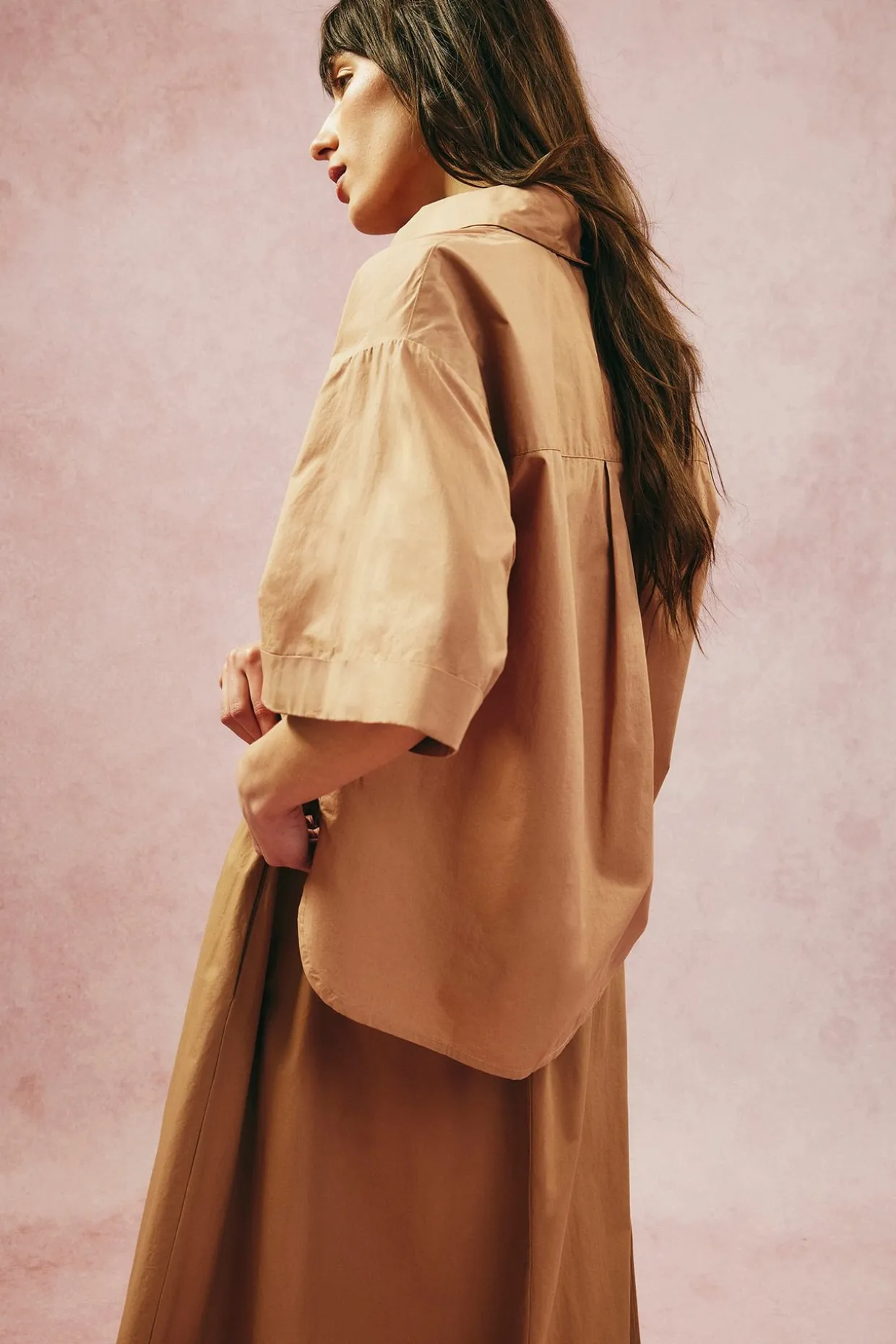 Kortärmad skjorta i bomullspoplin