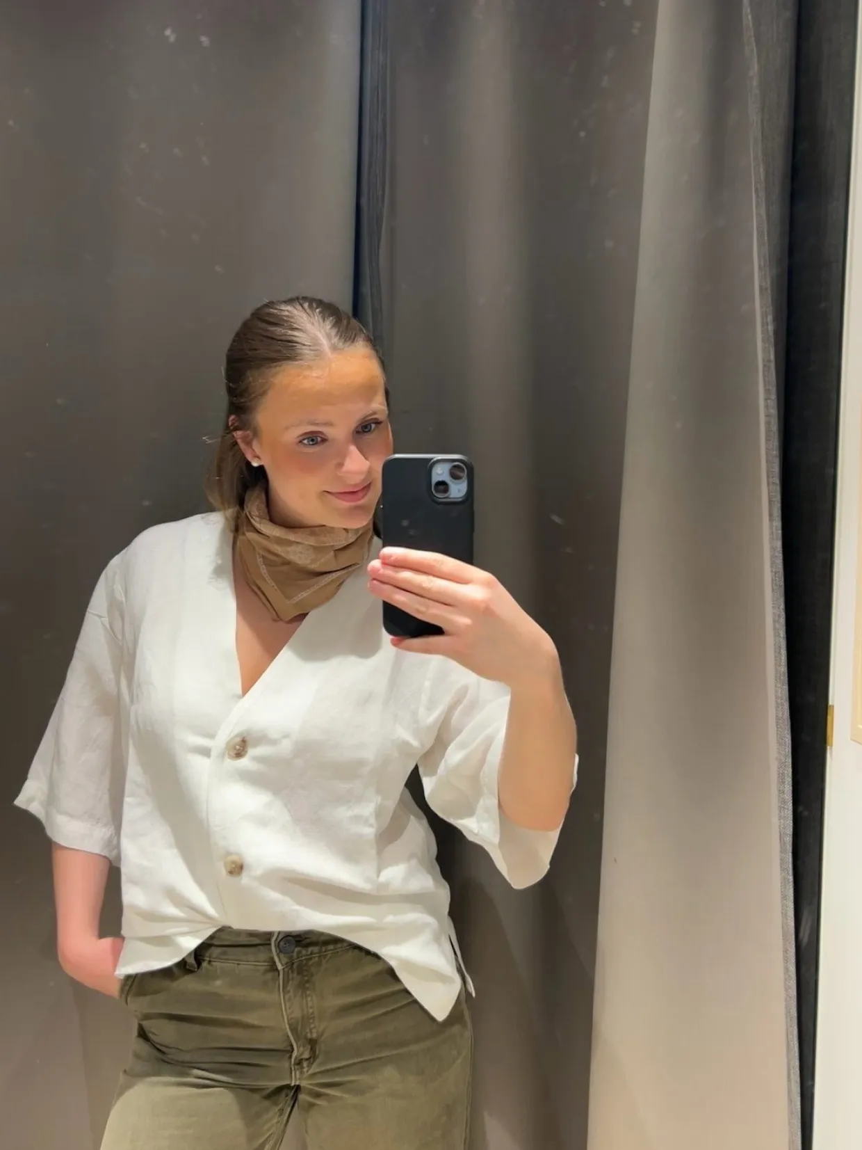 Kortärmad skjorta i linnemix