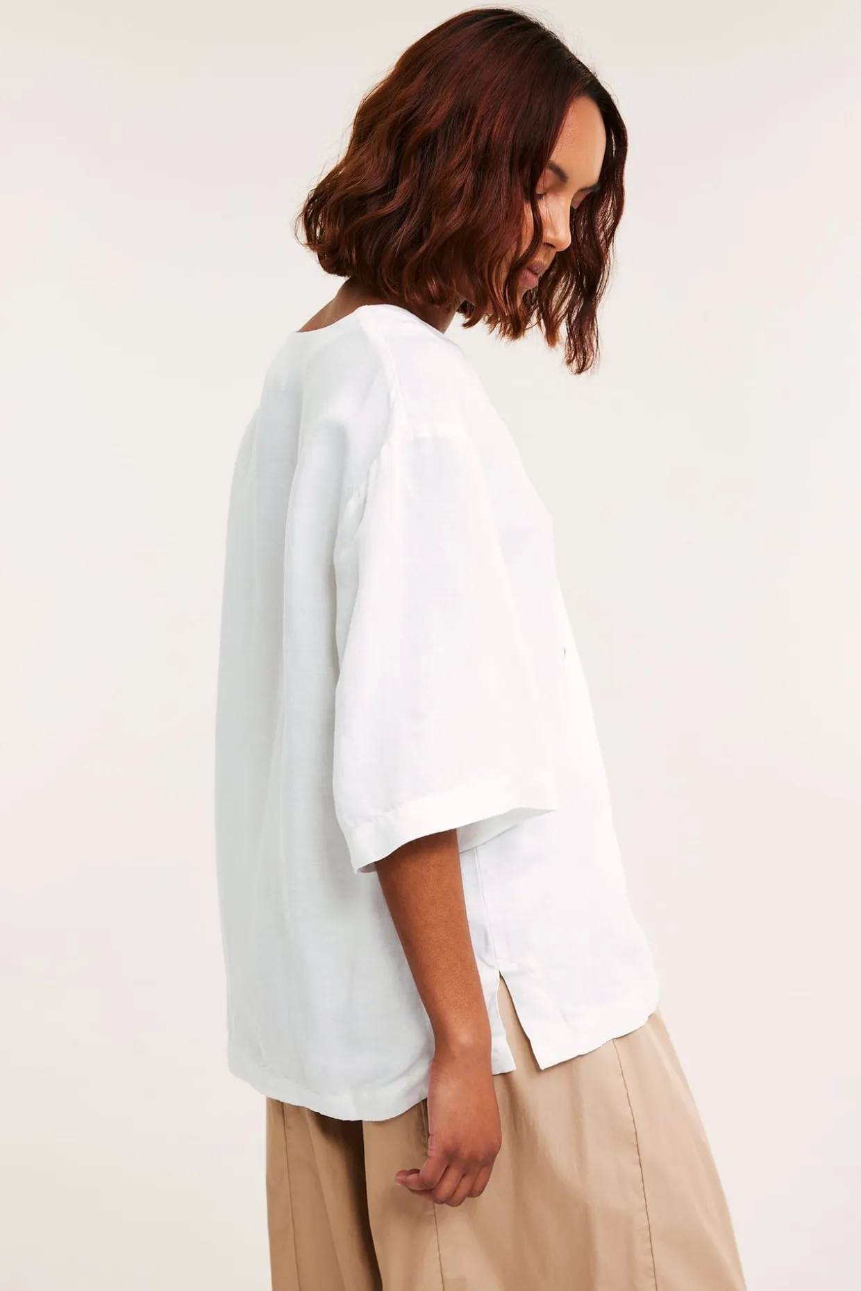 Kortärmad skjorta i linnemix