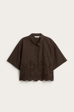 Kortärmad skjorta med broderie anglaise