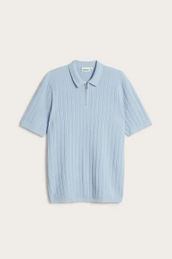 Kortärmad stickad tröja med half-zip