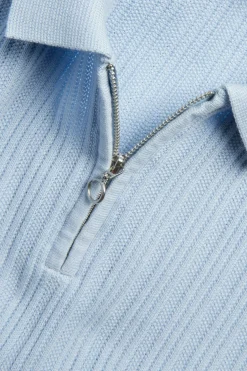 Kortärmad stickad tröja med half-zip