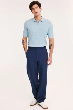 Kortärmad stickad tröja med half-zip