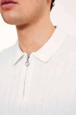 Kortärmad stickad tröja med half-zip