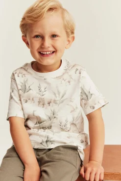Kortärmad t-shirt med dinosaurier