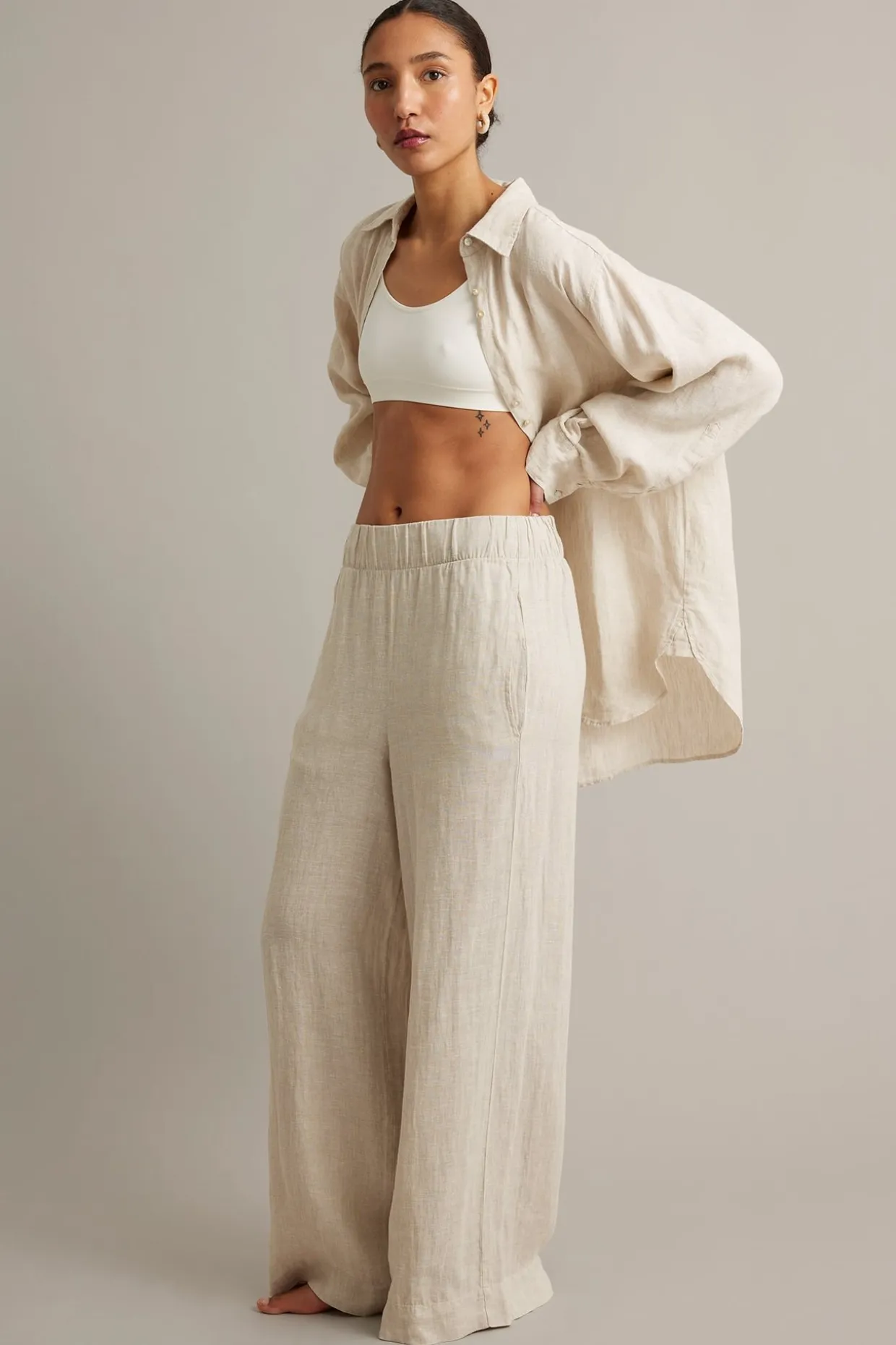 Linnebyxor wide fit
