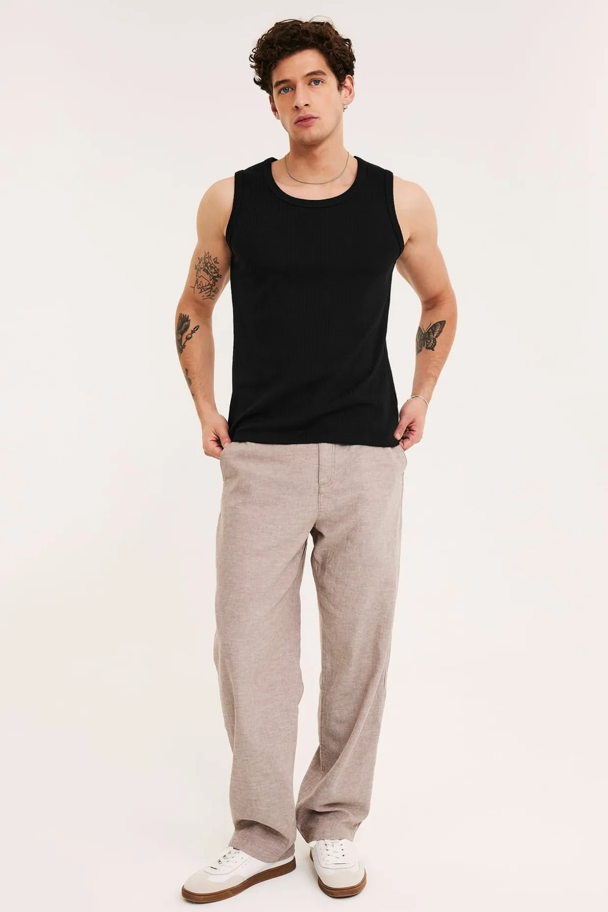 Linne i pointelle slim fit