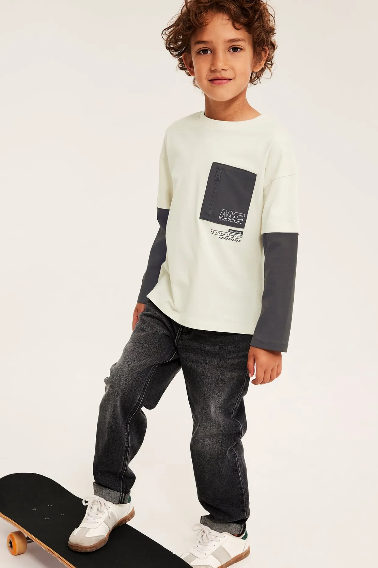 Långärmad t-shirt med lager-på-lager look