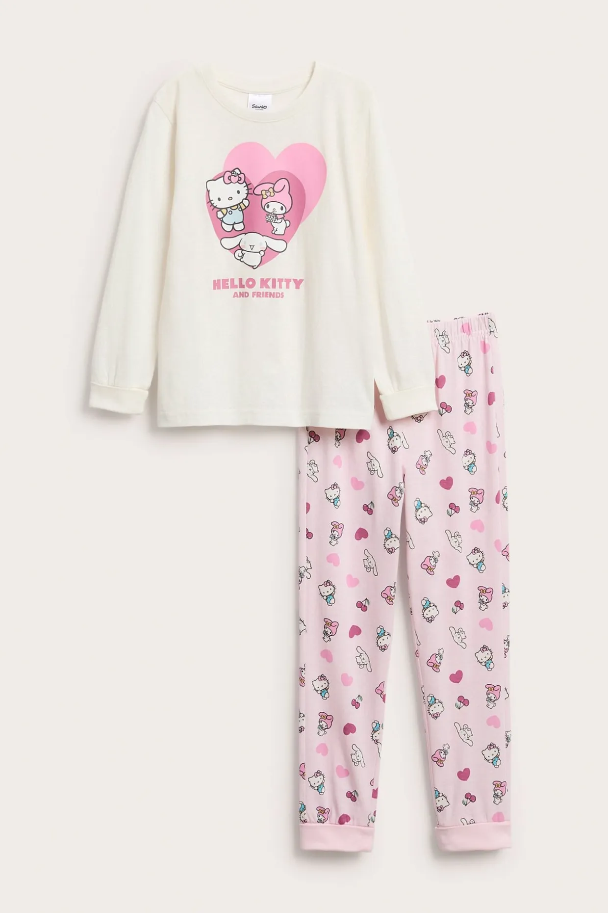 Långärmat pyjamasset med Hello Kitty
