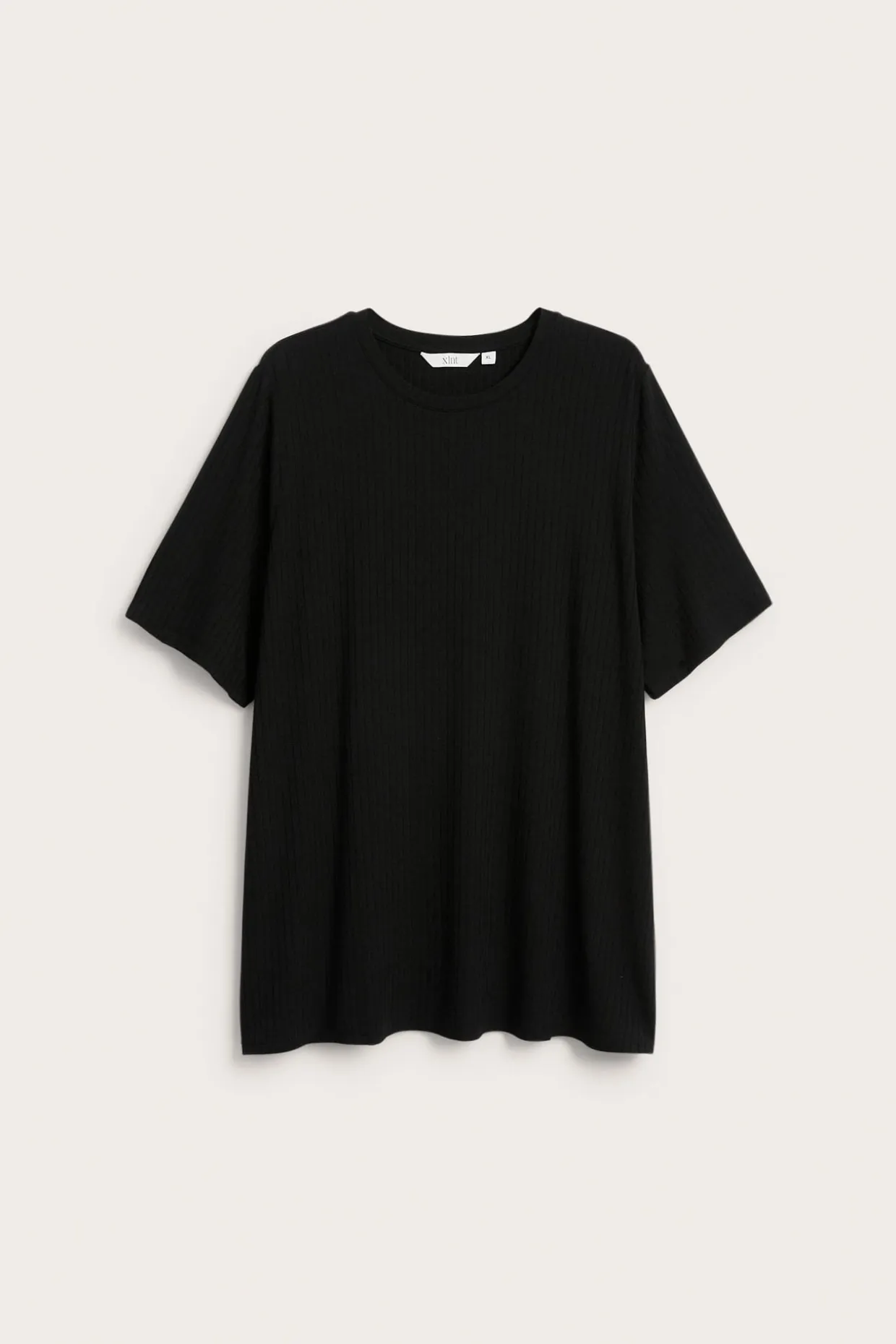 Lång t-shirt i ribbad struktur
