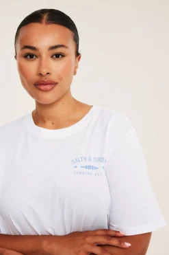 Lång t-shirt med tryckta motiv