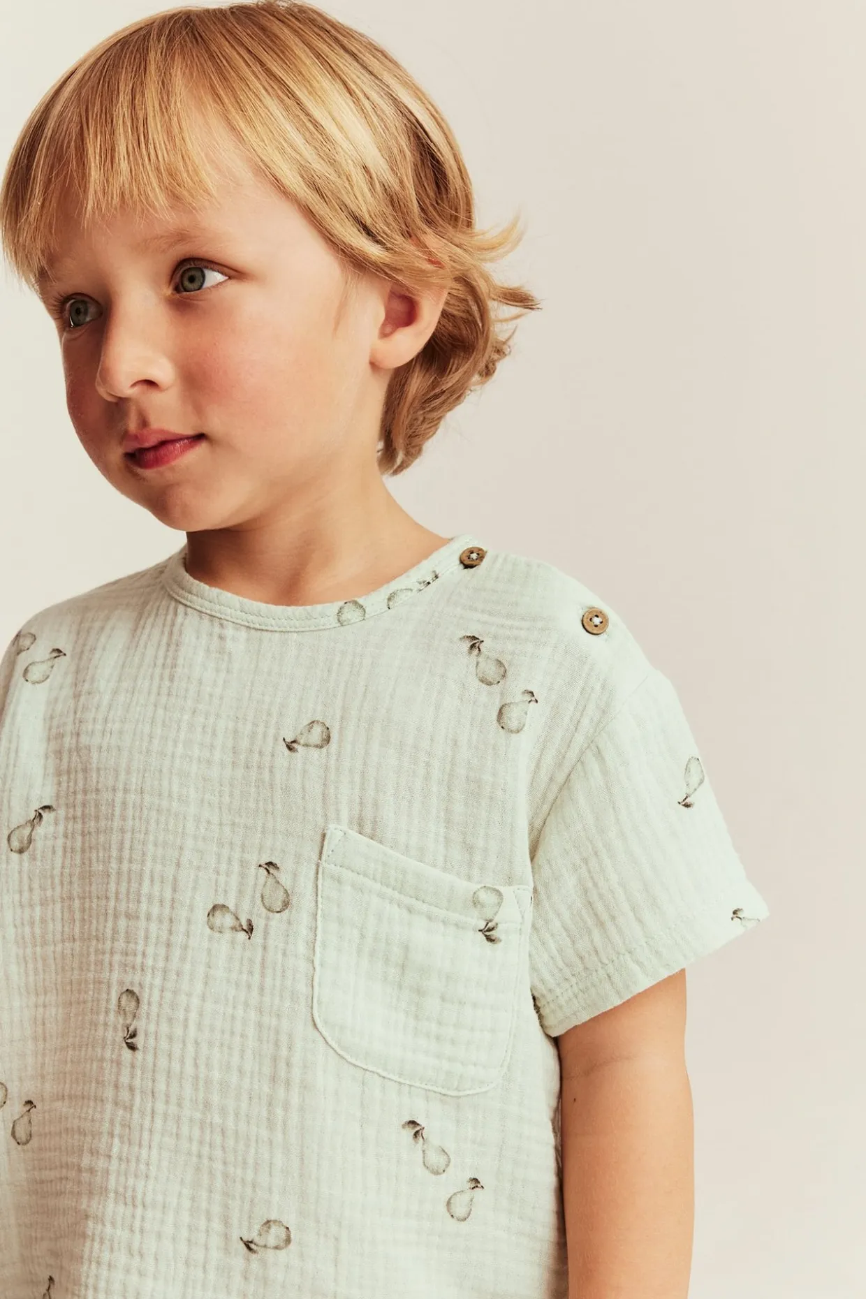 Mönstrade shorts i muslin